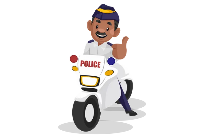 Traffic police riding bike Illustration