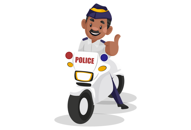 Traffic police riding bike  Illustration