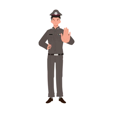 Traffic police stops traffic  Illustration