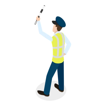 3 D Isometric Flat Vector Set Of Traffic Policeman Characters Road Inspector Occupation Item 1 Illustration