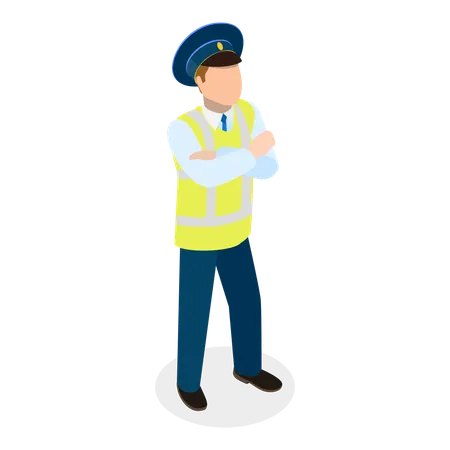 3 D Isometric Flat Vector Set Of Traffic Policeman Characters Road Inspector Occupation Item 2 Illustration