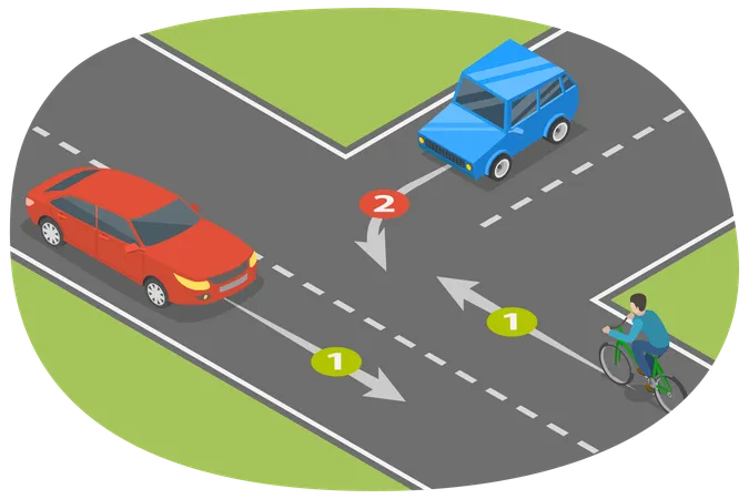 3 D Isometric Flat Vector Conceptual Illustration Of Traffic Regulation Rules Safe Road Driving イラスト
