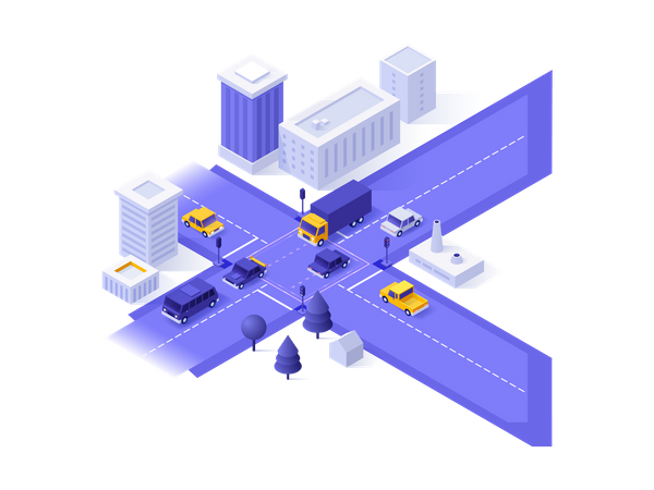 Tráfico de cruce de ciudad inteligente  Illustration