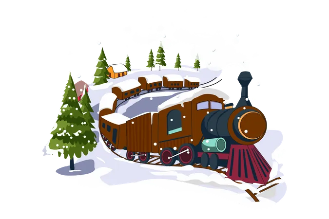 Train d'hiver  Illustration