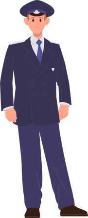 Train driver wearing uniform providing railway service  Illustration