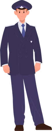 Train driver wearing uniform providing railway service  イラスト