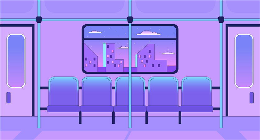 Train interior lo fi chill wallpaper  Illustration