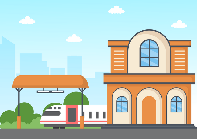 Train Station Building  Illustration