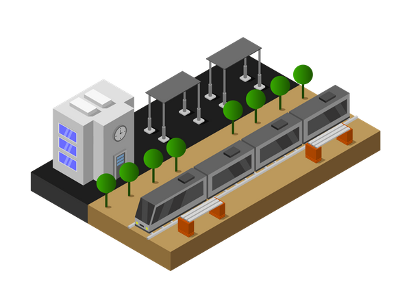 Train Station  Illustration