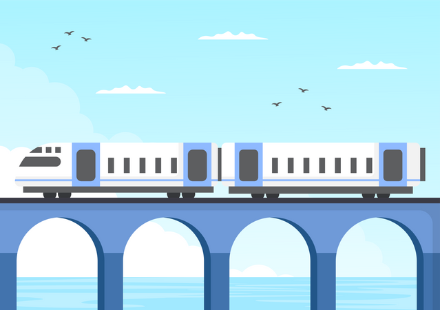 Train sur le pont  Illustration