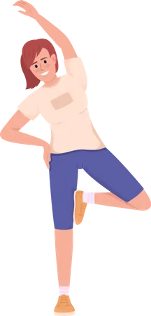 Trainer Showing Sports Exercise Semi Flat Color Vector Character Active Lifestyle Editable Figure Full Body Person On White Simple Cartoon Style Illustration For Web Graphic Design And Animation 일러스트레이션