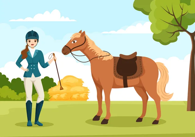Trainer train to Horse Illustration