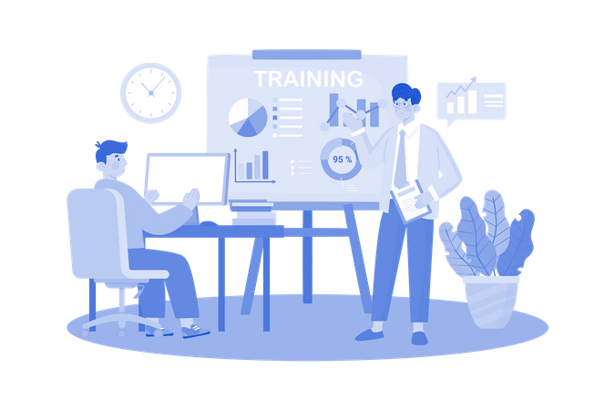 Training manager developing training programs for the team  Illustration