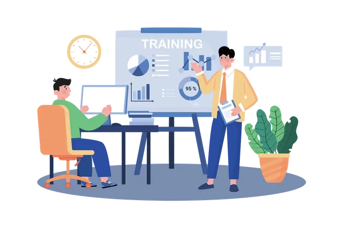 Training manager developing training programs for the team  Illustration