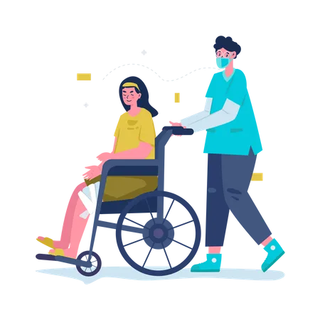 Traiter un patient en fauteuil roulant  Illustration