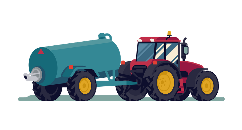 Traktor mit Güllefass  Illustration