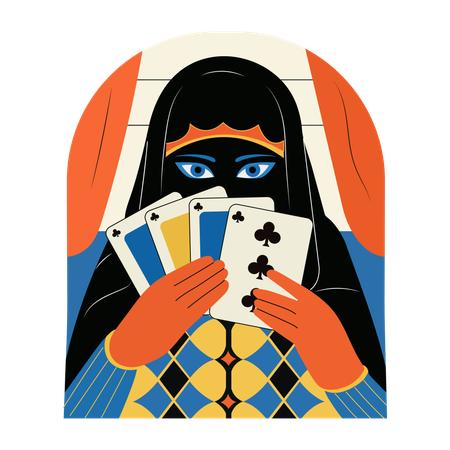 Trampas en el póquer, cartas de juego, personajes, póquer, casino,  Illustration