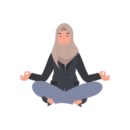 Tranquila empresaria islámica en meditación  Ilustración