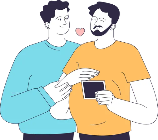 Trans couple celebrating pregnancy  Illustration