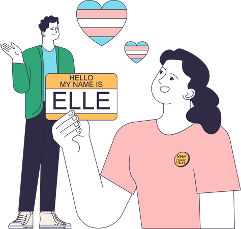 Trans girl with nameplate  Illustration
