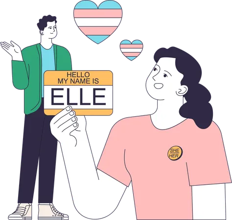 Trans girl with nameplate  Illustration