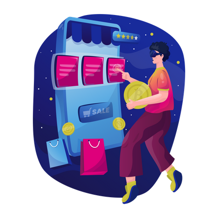 Transação da loja online do metaverso  Ilustração