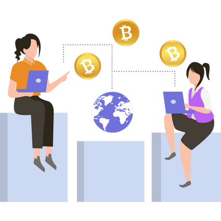 Transação global de bitcoin  Ilustração