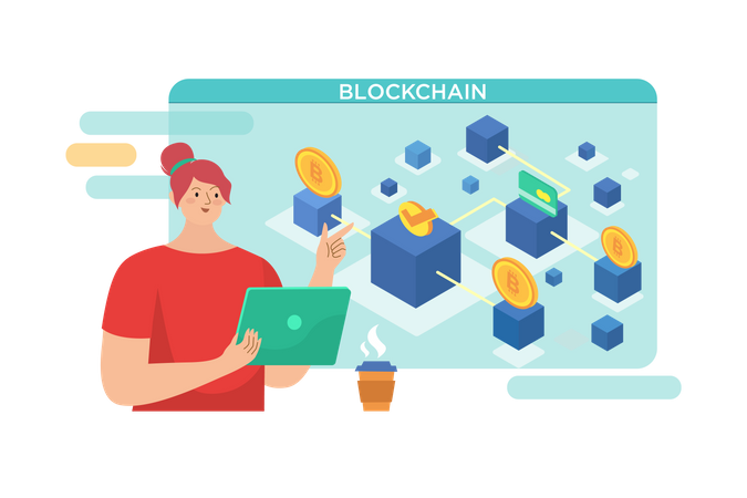 Transação da plataforma Blockchain  Ilustração