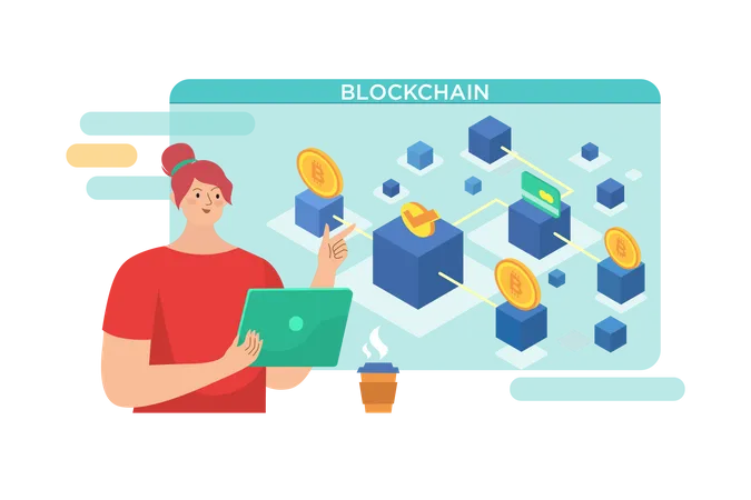 Transação da plataforma Blockchain  Ilustração