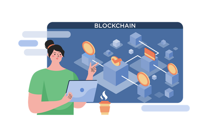 Transação da plataforma Blockchain  Ilustração