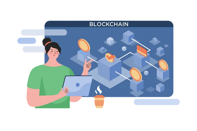 Transação da plataforma Blockchain  Ilustração