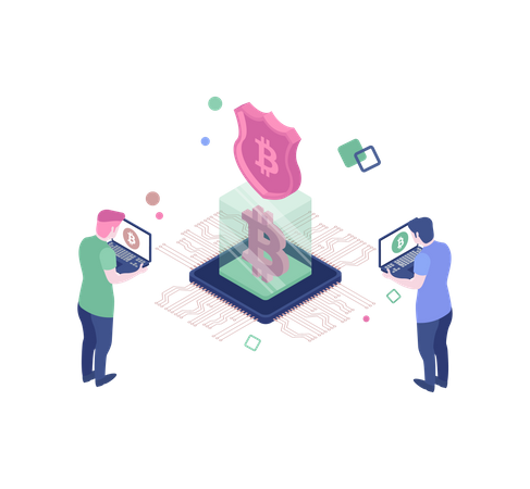 Transação Segura Bitcoin  Ilustração
