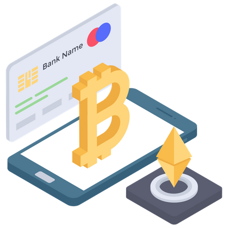 Transacción bancaria bitcoin y ethereum  Ilustración