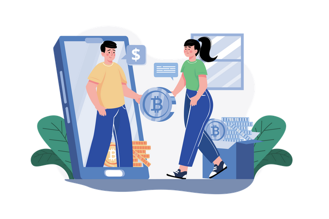 Transaction in Cryptocurrency Illustration