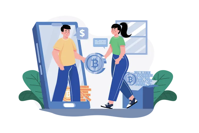 Transaction in Cryptocurrency Illustration
