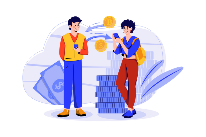 Transaction in Cryptocurrency  Illustration