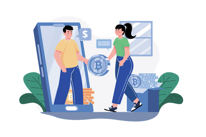 Transaction in Cryptocurrency  Illustration