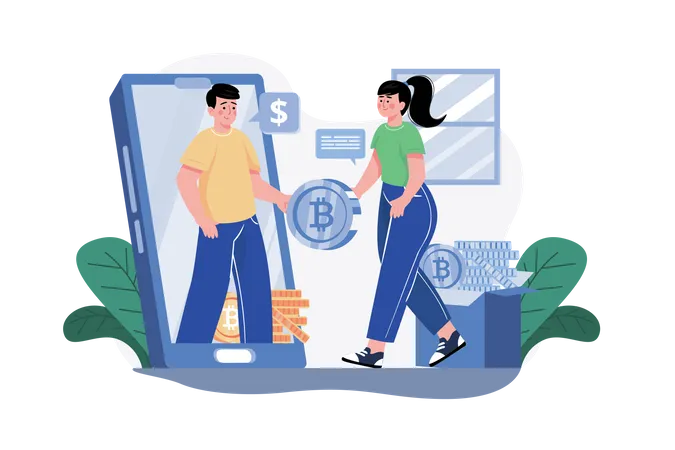 Transaction in Cryptocurrency  Illustration