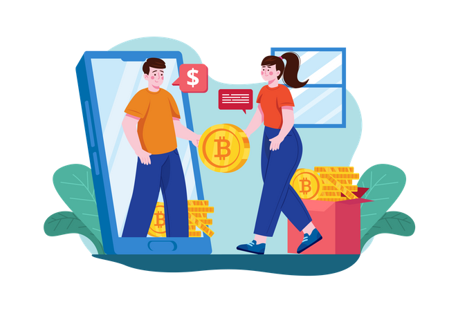 Transaction in Cryptocurrency  Illustration