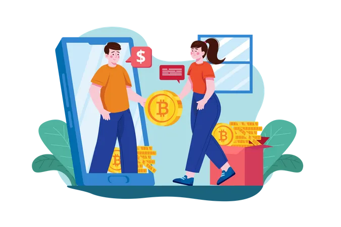 Transaction in Cryptocurrency  Illustration