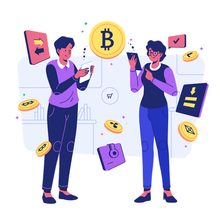 Transaction in Cryptocurrency  Illustration