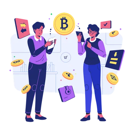 Transaction in Cryptocurrency  Illustration