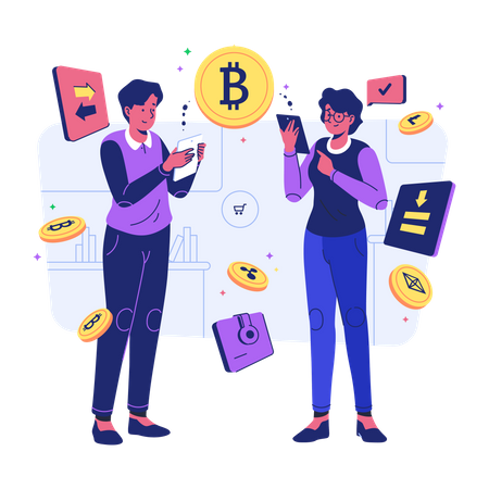 Transaction in Cryptocurrency  Illustration