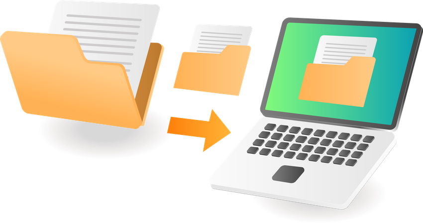 Transfer data folder with computer Illustration