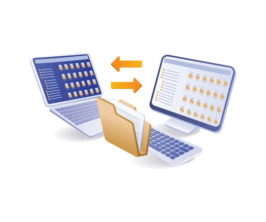 Transfer data folders between devices  Illustration