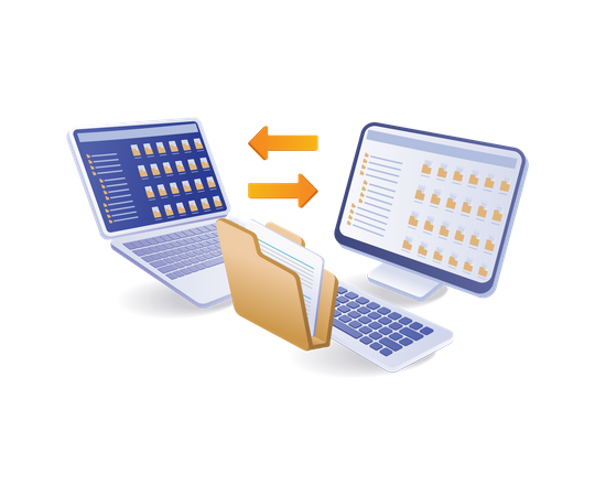 Transfer data folders between devices  Illustration