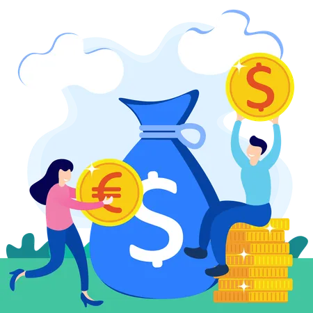 Illustration Vector Graphic Cartoon Character Of Currency Exchange Illustration