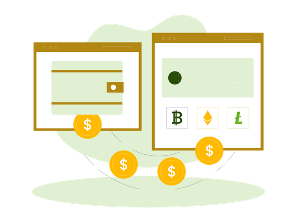 Transfer money from wallet to crypto exchange  Illustration