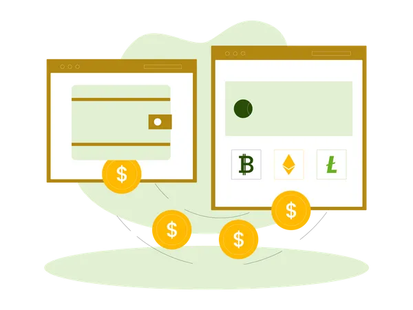 Transfer money from wallet to crypto exchange  Illustration