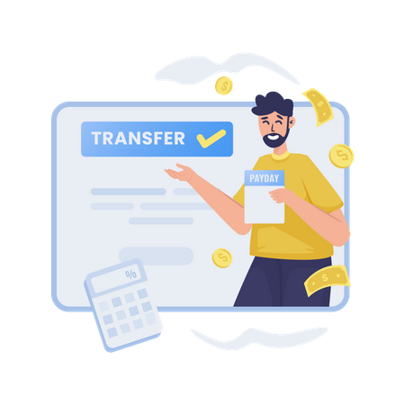 Transfer money success  Illustration